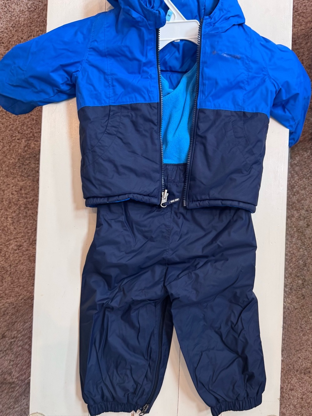 Kids Columbia Two-Tone Reversible Blue Snowsuit Jacket & Bib Pants